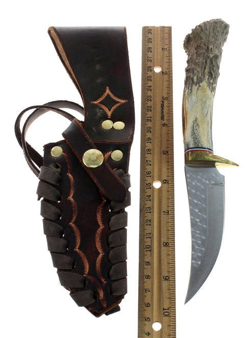 Hand Crafted Hunting Stag Knife Knife Ken Richardson Carve 9-1/4" JX126201